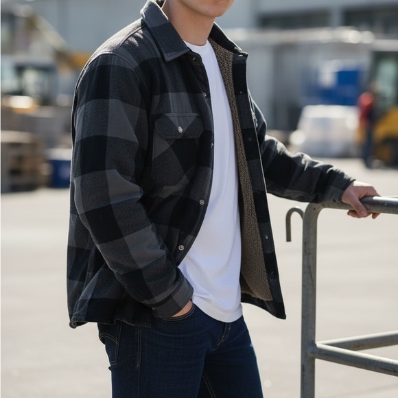 Dickies Other - Dickies Fleece-Lined Flannel Shirt Jacket, Charcoal/Black Plaid, Size Medium.